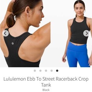 Lululemon Ebb To Street Racerback Crop Tank
Black Charcoal Grey W1CJUS $58 Sz 8